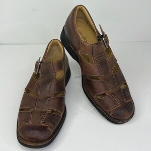 JOHNSON & MURPHY MEN’S  Brown  Fisherman’s Closed Toe  Sheepskin Sandal Sz 8.5